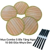 Tặng 10 đũa nhựa đen, Combo 5 đĩa nhựa vân mây đan tre đa size 22‑35cm tròn vuông, đựng hoa quả, bún đậu - Giá chỉ 129k