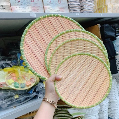Tặng 10 đũa nhựa đen, Combo 5 đĩa nhựa vân mây đan tre đa size 22‑35cm tròn vuông, đựng hoa quả, bún đậu - Giá chỉ 129k