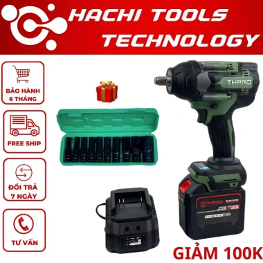 Tặng 10 Món Máy Siết Bulong THPRO TH900NM 1Pin 20Cell Lực Siết 900N Động Cơ Đồng