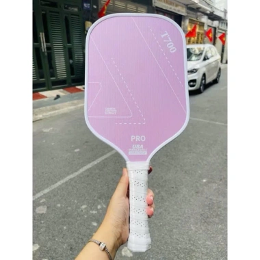 Tặng 2 đôi vớ - Vợt Pickleball T700 Pro sợi thủy tinh nhẹ VOT02 hồng đen, chỉ 399k