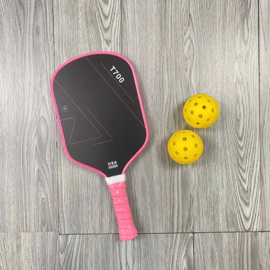 Tặng 2 đôi vớ - Vợt Pickleball T700 Pro sợi thủy tinh nhẹ VOT02 hồng đen, chỉ 399k