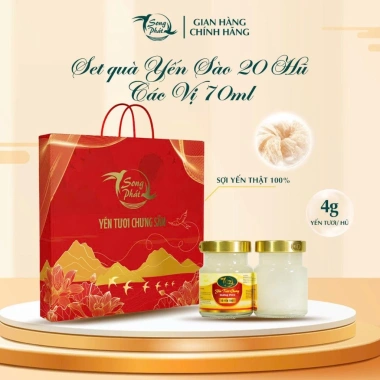 Tặng 2 hũ - Hộp quà 20 hũ yến sào Song Phát 70ml, sang trọng, tăng sức khỏe, giá 565k