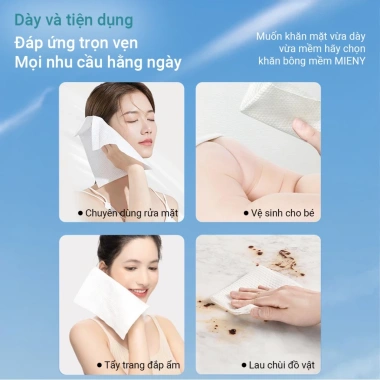 TẶNG 2 MÓC Khăn Mặt Khô Cotton MIENY L 200 Tờ - Dày Mềm, Không Rơi Sợi, Giá 125k 9 TẶNG 2 MÓC Khăn Mặt Khô Cotton MIENY L 200 Tờ - Dày Mềm, Không Rơi Sợi, Giá 125k 9