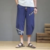 Tang Áo Sơ Mi Nam Mùa Hè Trung Quốc Cách Cần Cẩu Mỏng Thêu Khóa Linen 3/4 Tay 14