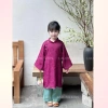 Tặng Bờm Ngọc Set áo dài ánh kim 4 tà UYÊN NHI bé gái & mẹ Tết - LALUMI KIDS 5