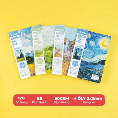 Tặng bút Tập Van Gogh 4 ô ly 96 120 200 trang A5 B5 Classmate giấy 80gsm không thấm mực Giá 32.000₫ 9 Tặng bút Tập Van Gogh 4 ô ly 96 120 200 trang A5 B5 Classmate giấy 80gsm không thấm mực Giá 32.000₫ 9