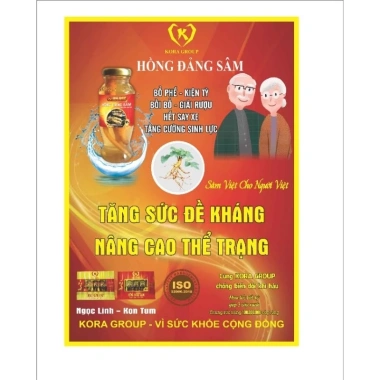 Tăng cường sức khỏe Hồng Đảng Sâm Kora Group 30% giải rượu, hộp 5 chai và lốc 6 chai 450.000 VND