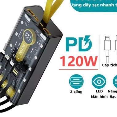 Tặng dây sạc nhanh - Sạc dự phòng PD120W 50.000mAh, pin dự phòng màn hình LED tích hợp, chỉ 218.000₫