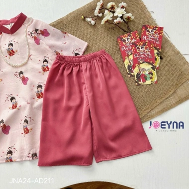 Tặng Kèm Bờm Set Áo Dài Bé Gái Tơ Lụa Cô Tiên Joeyna - Lụa Cao Cấp, Áo Dài Tết 425k
