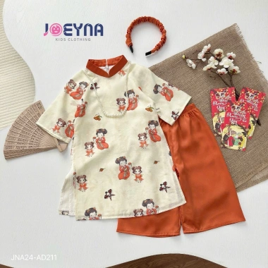 Tặng Kèm Bờm Set Áo Dài Bé Gái Tơ Lụa Cô Tiên Joeyna - Lụa Cao Cấp, Áo Dài Tết 425k