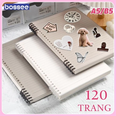 Tặng Kèm Sticker Sổ Còng A5 120 Trang Không Hoạ Tiết, Bìa 10 Chấu Khuyết Còng Giá chỉ 30k
