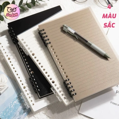 Tặng Kèm Sticker Sổ Còng A5 120 Trang Không Hoạ Tiết, Bìa 10 Chấu Khuyết Còng Giá chỉ 30k