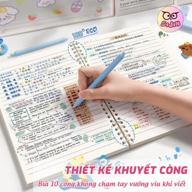 Tặng Kèm Sticker Sổ Còng A5 120 Trang Không Hoạ Tiết, Bìa 10 Chấu Khuyết Còng Giá chỉ 30k