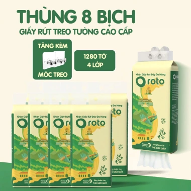 Tặng móc Combo 5/10 bịng Khăn giấy rút treo Roto 4 lớp 1.280 tờ - Giá chỉ 173.107₫