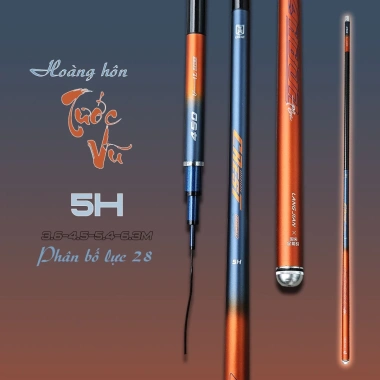 Tặng Ngọn Phụ + BH 1 Năm Cần Câu Tay Hoàng Hôn 5H Carbon Cao Cấp Siêu Bền Cần Câu Đơn, Câu Đài Chuyên Nghiệp