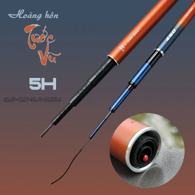 Tặng Ngọn Phụ + BH 1 Năm Cần Câu Tay Hoàng Hôn 5H Carbon Cao Cấp Siêu Bền Cần Câu Đơn, Câu Đài Chuyên Nghiệp