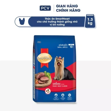 Tặng Nón + Yếm - Thức ăn SmartHeart hạt chó giống nhỏ vị bò nướng 1,3kg 112.500 VND