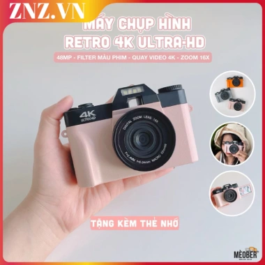 Tặng thẻ nhớ - Máy chụp retro 48MP, video 4K UltraHD, giả lập màu phim, slow‑mo