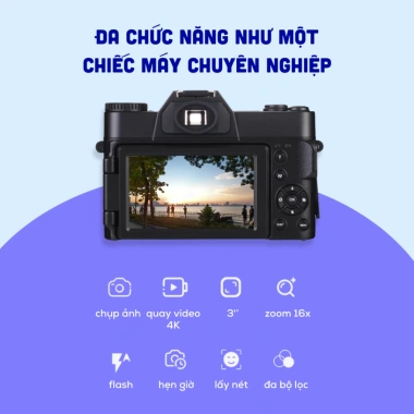 Tặng thẻ nhớ - Máy chụp retro 48MP, video 4K UltraHD, giả lập màu phim, slow‑mo