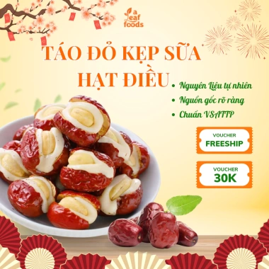 Táo Đỏ Kẹp Sữa Lạc Đà Masmallow Nhân Hạt Điều Bánh kẹo tết A Leaf Foods 500g-1kg