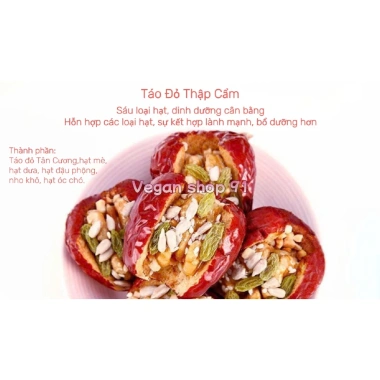 Táo Đỏ Tân Cương 500g - Hạt mè, hướng dương, đậu phộng, nho khô, óc chó - Đồ ăn vặt thuần chay, quà tặng 115k