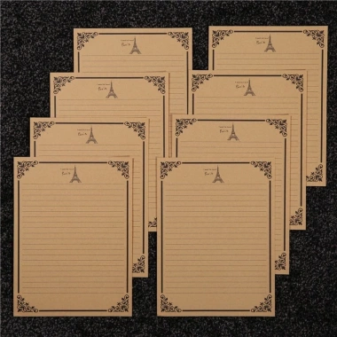 Tập 8 tờ giấy kraft viết thư, bưu thiếp vintage khung viền cổ điển TH18 - Giá 12.000 VND 5