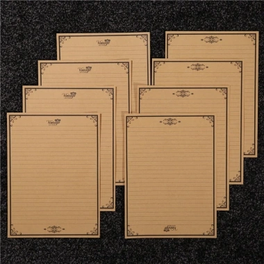 Tập 8 tờ giấy kraft viết thư, bưu thiếp vintage khung viền cổ điển TH18 - Giá 12.000 VND 7
