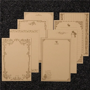 Tập 8 tờ giấy kraft viết thư, bưu thiếp vintage khung viền cổ điển TH18 - Giá 12.000 VND 9