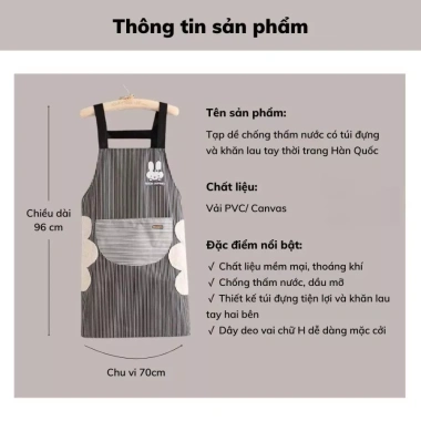 Tạp dề chống thấm nước, thấm dầu, túi lớn đựng đồ và khăn lau tay thời trang Hàn Quốc – Giá chỉ 75.400₫ 4 Tạp dề chống thấm nước, thấm dầu, túi lớn đựng đồ và khăn lau tay thời trang Hàn Quốc – Giá chỉ 75.400₫ 4