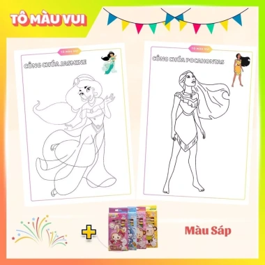 Tập tranh tô màu công chúa Disney giấy dày A4/A5 - Đồ chơi giáo dục cho bé gái 2