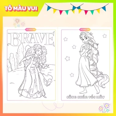 Tập tranh tô màu công chúa Disney giấy dày A4/A5 - Đồ chơi giáo dục cho bé gái 4