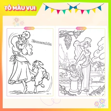 Tập tranh tô màu công chúa Disney giấy dày A4/A5 - Đồ chơi giáo dục cho bé gái 7