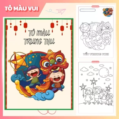 Tập Tranh Tô Màu Tết Trung Thu Rộn Ràng Rước Đèn Múa Lân Phá Cỗ Giấy Dày A4 A5 Cho Bé Sáng Tạo Giá Ưu Đãi 39.200