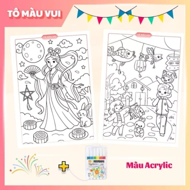 Tập Tranh Tô Màu Tết Trung Thu Rộn Ràng Rước Đèn Múa Lân Phá Cỗ Giấy Dày A4 A5 Cho Bé Sáng Tạo Giá Ưu Đãi 39.200 3