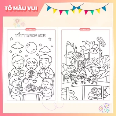 Tập Tranh Tô Màu Tết Trung Thu Rộn Ràng Rước Đèn Múa Lân Phá Cỗ Giấy Dày A4 A5 Cho Bé Sáng Tạo Giá Ưu Đãi 39.200 5