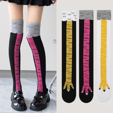 Tất 3D Gà In Hình Hoạt Hình Cosplay Đùi Cao, Ngón Chân Mỏng, Cotton Thời Trang - Giá 31.109₫ 4