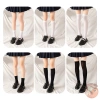 Tất bắp chân trơn Đen Trắng Lolita Học sinh Nhật Bản, ống dài qua đầu gối, 13.900đ 2