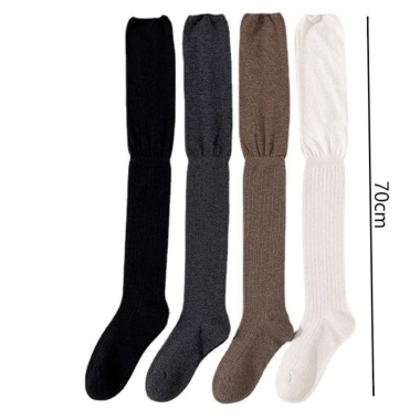 Tất cao đầu gối KANNERT cotton, giữ ấm, dài bó sát, màu trơn thời trang thu đông