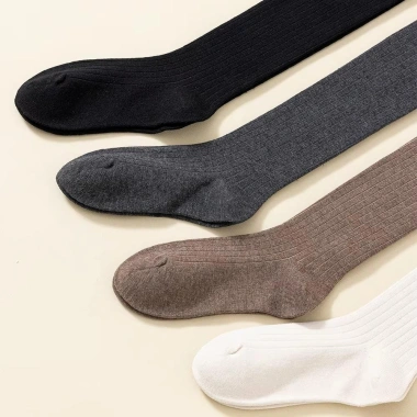 Tất cao đầu gối KANNERT cotton, giữ ấm, dài bó sát, màu trơn thời trang thu đông