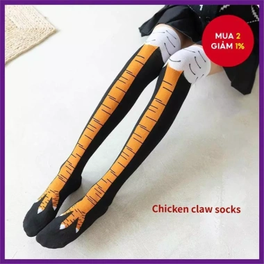 Tất chân gà 60cm Over-the-Knee cực dài, phong cách Viral TK cho CrossFit & Gym - Đen & Cam, giảm giá 48.298₫