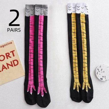 Tất chân nữ hình chân gà - Vớ thể thao dài 2 màu dễ thương, giảm cân, 1-2 đôi 2