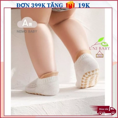 Tất chống trượt bé set 3 vải lưới cotton mùa hè thoáng mát, size 0-5 tuổi, giá 80.000đ