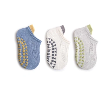 Tất chống trượt bé set 3 vải lưới cotton mùa hè thoáng mát, size 0-5 tuổi, giá 80.000đ