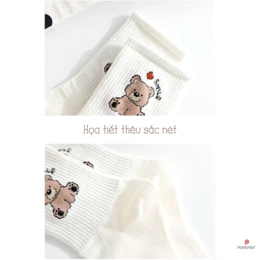 Tất cổ cao nữ cotton, set 5 đôi vớ hoạt hình dễ thương - Giá 46.000đ Cherry Shop