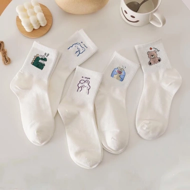 Tất cổ cao nữ cotton, set 5 đôi vớ hoạt hình dễ thương - Giá 46.000đ Cherry Shop