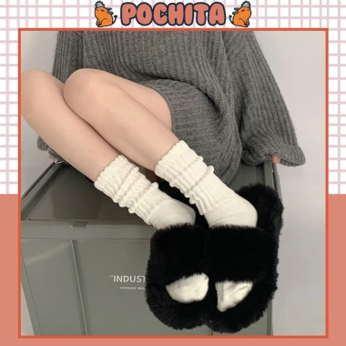 Tất Cổ Cao Nữ, Vớ Lửng Bắp Chân Dệt Kim Cotton Polyester Kẻ Sọc Nhật Bản Hàn Quốc - 25.900₫