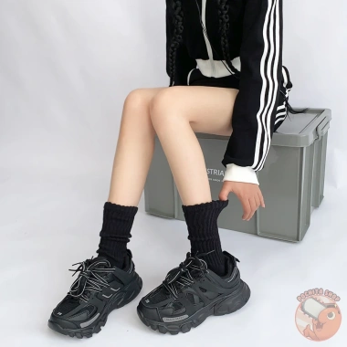 Tất Cổ Cao Nữ, Vớ Lửng Bắp Chân Dệt Kim Cotton Polyester Kẻ Sọc Nhật Bản Hàn Quốc - 25.900₫ 6