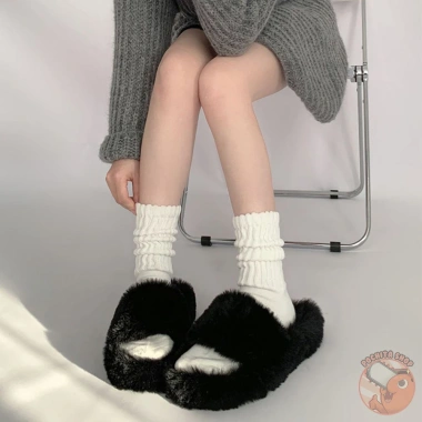 Tất Cổ Cao Nữ, Vớ Lửng Bắp Chân Dệt Kim Cotton Polyester Kẻ Sọc Nhật Bản Hàn Quốc - 25.900₫ 9