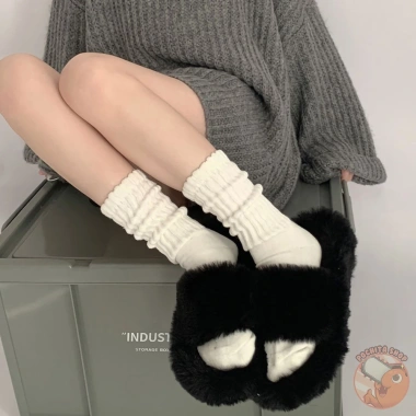 Tất Cổ Cao Nữ, Vớ Lửng Bắp Chân Dệt Kim Cotton Polyester Kẻ Sọc Nhật Bản Hàn Quốc - 25.900₫ 10