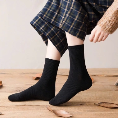 Tất Cotton Cổ Cao Trung Thấp Sọc Đôi Chống Hôi Chân - Mã TA55 Giá 6.000 VND 6